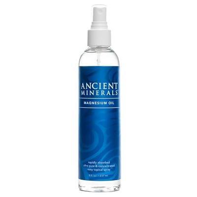 Ancient Minerals Magnesium Oil Spray Bottle of Pure Genuine Zechstein Magnesium Chloride - Topical for Skin Application (8oz)
