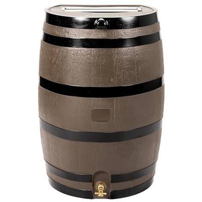 RTS Home Accents 50-Gallon Rain Water Collection Barrel with Brass Spigot, Wood Grain
