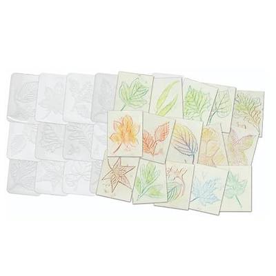 Roylco Leaf Rubbing Plates – 16 Reusable Plates, 4" x 5" Leaf Texture Designs, Nature Art & Fine Motor Activity for Rubbings, Clay Sculpting, Sun Catchers & Classroom Science Projects