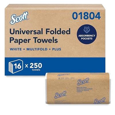 Scott® Professional Universal Multifold Paper Towels, Bulk (01804), Absorbency Pockets, 9.2" x 9.4" sheets, Plus Tier, Compressed, White (250 Sheets/Pack, 16 Packs/Case, 4,000 Sheets/Case)