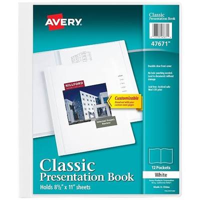 Avery Classic Presentation Book, Clear Front Window for Title Page, 12 Non-stick Pages, 1 White Book (47671)