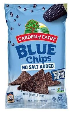 Garden of Eatin' Tortilla Chips, Blue Corn, No Salt Added, 1 lb bag (Pack of 12)