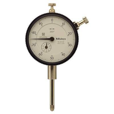 Mitutoyo "2416S" Dial Indicator, #4-48 UNF Thread, 0.375" Stem Dia., "Lug Back," White Dial, 0-100 Reading, 2.244" Dial Dia., 0-1" Range, 0.001" Graduation, +/-0.002" Accuracy