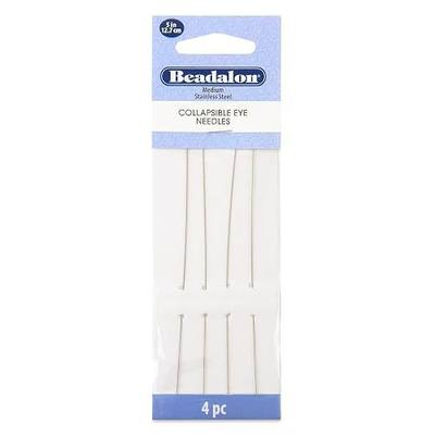 Beadalon Collapsible Eye Beading Needles, Medium 0.36 mm / .014 inches diameter 5 inches Length, 4 pc