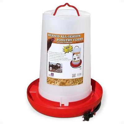 Farm Innovators Thermostatically Controlled Heated 3 Gallon Plastic Outdoor Year Round Hanging Water Fountain for Poultry Watering, Red