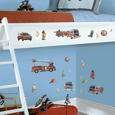 RoomMates RMK1125SCS Fire Brigade Peel and Stick Wall Decals , Red
