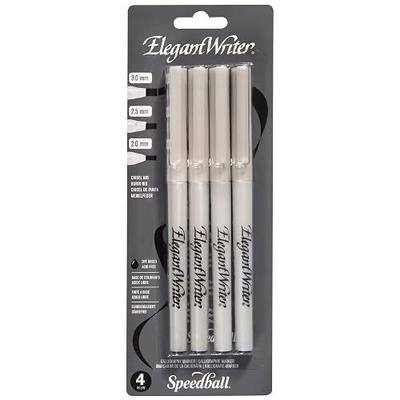 Speedball Elegant Writer Acid-Free Non-Toxic Water Based Calligraphy Marker, Chisel Tip, Assorted Size, Black, Set of 4