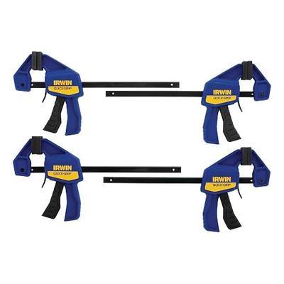 IRWIN Quick-Grip 1964758 One-Handed Mini Bar Clamp 4 Pack, 6", Blue