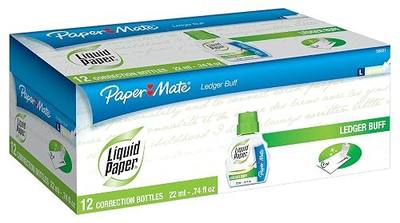 Liquid Paper Fast Dry Ledger Buff Correction Fluid, 22ml, Yellow, 12 Bottles
