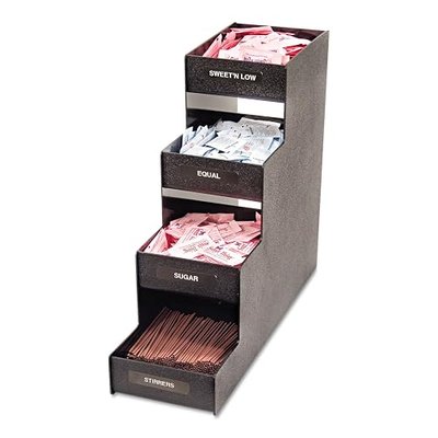 Commercial Grade Narrow Condiment Organizer, 8 Compartments, 6 x 19 x 15.88, Black