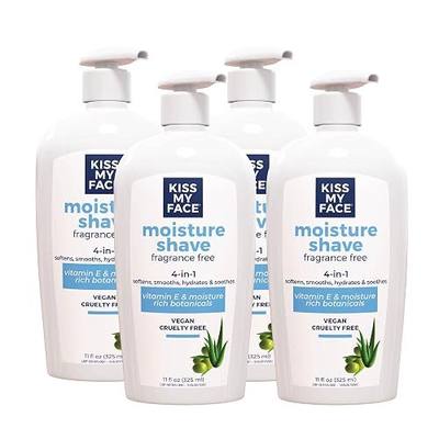 Kiss My Face Moisture Shave Cream, Fragrance Free Shaving Cream for Men and Women, 11 oz Pump Bottle, Pack of 4 (Packaging May Vary)