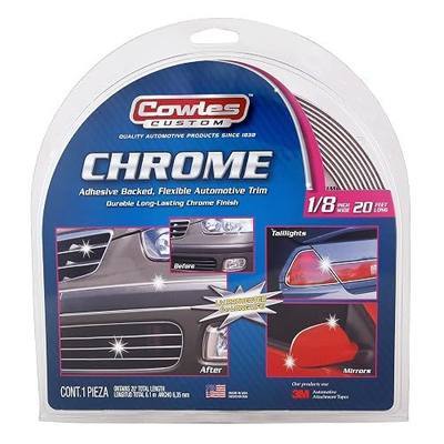 Cowles Custom - Premium Universal Body Molding for All Vehicle - Easy Install, Chrome Finish, 1/8" by 20 feet, UV Protected, Long Lasting Flexible PVC