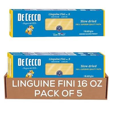 De Cecco Linguine Fini No. 8 Pasta, 16 Oz (Pack of 5), Authentic, Slow Dried, Made with Durum Wheat, Versatile Pasta for Sauces & Recipes, Made in Italy