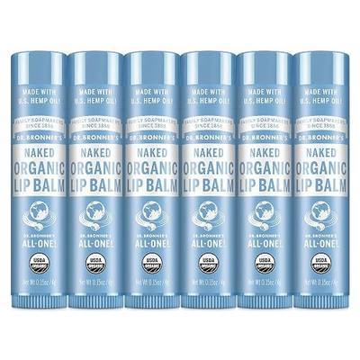 Dr. Bronner’s Organic Lip Balm 6-Pack (.15oz) Natural, Moisturizing, Petroleum-Free Lip Moisturizer with Beeswax & Avocado Oil for Dry Lips, Men & Women - Unscented