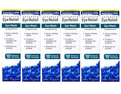 Bausch + Lomb Advanced Eye Relief, Eye Wash Solution, Cleanses, Refreshes, and Soothes for Daily or Emergency Use, 4 Fl Oz (Pack of 6)
