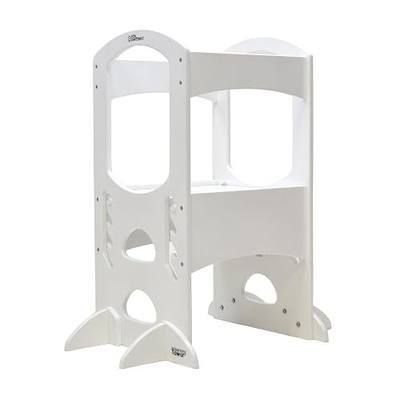 Little Partners Kids Learning Tower, Toddler Tower Adjustable Height Kitchen Step Stool, Encourages Learning, Independence, and Engagement, Safety Climbing Tower for Counter (Soft White)
