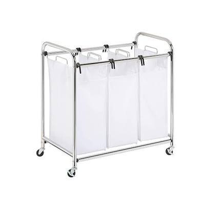 Honey-Can-Do SRT-01235 Heavy-Duty Triple Laundry Sorter, Chrome/White 70 lbs
