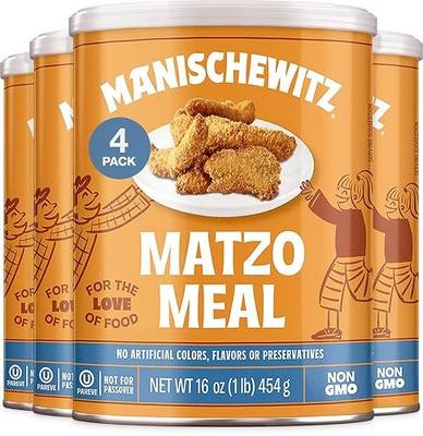 Manischewitz Daily Matzo Meal 16oz Canister | Perfect for Coating | Certified Kosher | NOT FOR PASSOVER