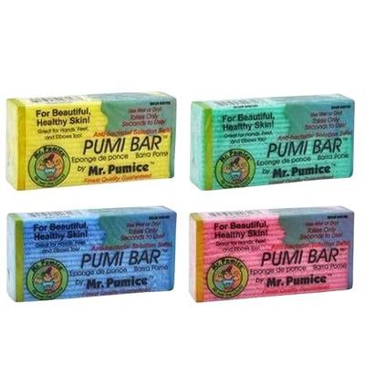 Mr. Pumice Callus Remover Pumi Bar: Pedicure Stone & Foot Scrubber - Medium Grit (4 Pack, Colors), Assorted, (Pack of 4)