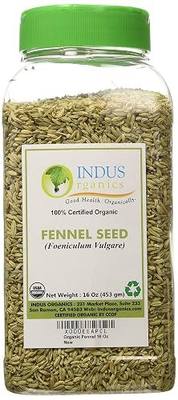Indus Organics Fennel Seeds, 1 Lb Jar, Premium Quality, High Purity, Freshly Packed