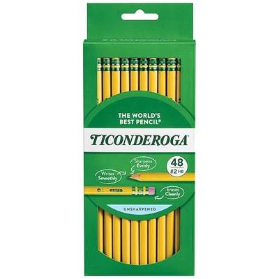 Ticonderoga Wood-Cased Pencils, Unsharpened, 2 HB Soft, Yellow, 48 Count