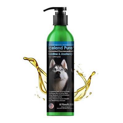 Sardine Anchovy Oil | Wild Caught | 1597mg of Omega 3 per teaspoon | Unscented Pharmaceutical Grade | For Dogs and Cats | BPA-Free Brushed Aluminum Epoxy coated Bottle with Pump 8.75oz | 1597mg Omega, Unscented Pharmaceutical Grade Oil in BPA-Free Brushed Aluminum Epoxy Coated Bottle for Pet Wellnes
