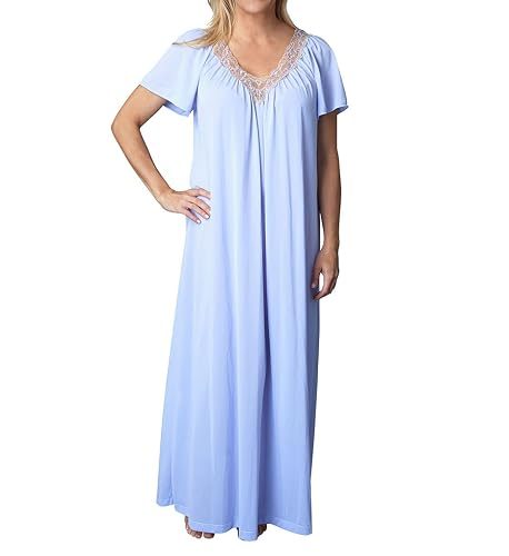 Shadowline Women's Plus-Size Rhapsody Short Flutter Sleeve Long Gown