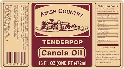 Amish Country Popcorn | Butter Flavored Canola Oil - 16 oz | Old Fashioned, Non-GMO and Gluten Free (16 oz Jar)