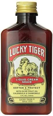 Lucky Tiger Liquid Cream Shave (5 Fl Oz) – Classic Men's Shaving Cream with Olive Oil & Chamomile – Soothing and Moisturizing Shave Cream for Men to Prevent Razor Burn