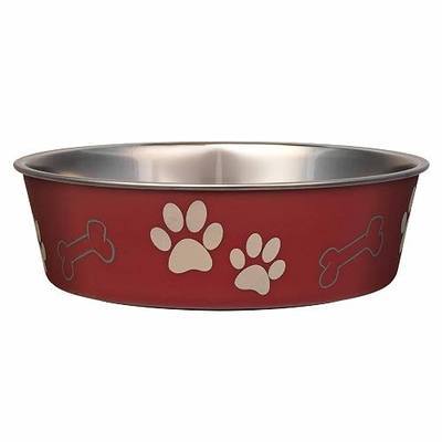 Loving Pets Bella Dog Bowls- Stainless Steel Dog & Cat Bowls - Spill Proof Dog Food Bowl, Cat Bowl, Puppy Essentials & Pet Supplies Great for Home & Travel (Medium 20-35 lbs, Merlot)