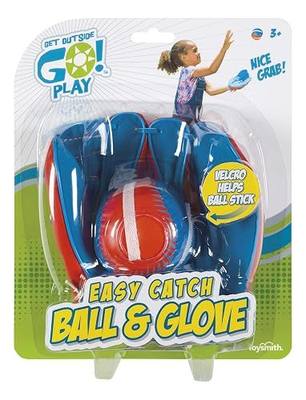 Toysmith Get Outside Go Easy Catch Ball and Glove Set, Small, 1-Pair | Velcro Ball, Beginner Baseball Glove, Easy Catch Play, Outdoor Practice, Hand-Eye Coordination, Backyard Sports Toy, Ages 3+