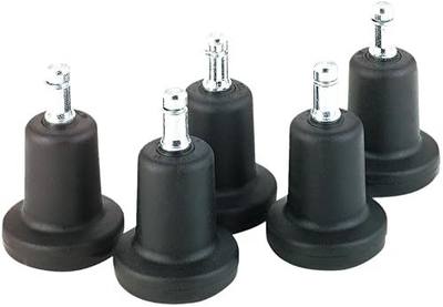High Profile Bell Glides, 7/16" Dia. x 7/8" Long Stem, 110 lbs./Glide, Matte Black Finish, 5/Set