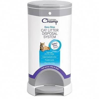 Litter Champ Cat Litter Disposal System, Hands-Free Pedal Trash Can | 4 Gallon Capacity, Triple-Seal Odor Lock, ABS Resin, 21-Ft Refill Liner and Scoop Included, No Assembly