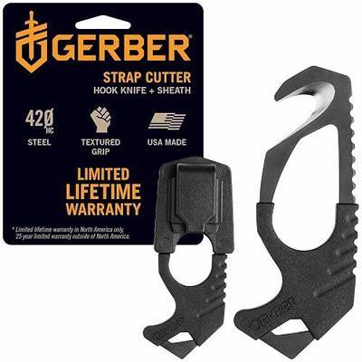 Gerber Gear Seatbelt Strap Cutter Escape Tool with Lanyard Hole and Glass Breaker, Made in USA, Black, 5 x 2.5 x 1 inches Pocket Size | Vehicle emergency tool, cuts seatbelts, breaks windows, lanyard hole, pocket size, made in the USA, essential car safety gear