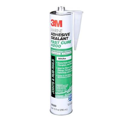3M Marine Adhesive Sealant Fast Cure 4200 (06560) – Semi-Permanent Flexible Adhesive Sealant for Boats and RVs, White, Flexible Bonds, Underwater-Safe, 295 mL Cartridge