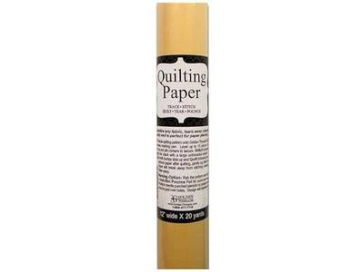 Golden Threads Quilting Paper Roll 12" x 20 Yards – Transparent Yellow Quilting Design Paper for Pantographs, Tracing, Longarm & Domestic Sewing Patterns