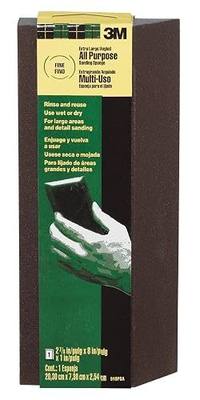 3M Sanding Sponge Block, Single Angle, Fine Grits, Extra Large, 2-7/8 in x 8 in, Designed For Sanding Wood, Paint, Metal, Plastic or Drywall, Features 3M Abrasive, Durable Flexible Foam (910PSA-12-CC)