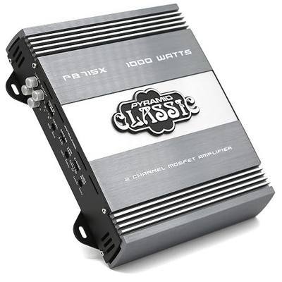 Pyramid PB715X 1000W 2-Channel Bridgeable Car Amplifier – MOSFET Power Supply, Tri-Way Config, 13.8V DC, RCA Input, 90dB SNR, Car Mount, Thermal Protection
