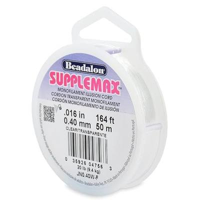 Beadalon SuppleMax Illusion Beading Cord, 0.40 mm / 0.016 in, Clear Monofilament, 50 m / 164 ft