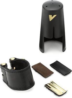 Vandoren LC27P Leather Ligature and Plastic Cap for Alto Sax with 3 Interchangeable Pressure Plates , black