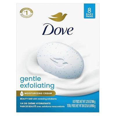 Dove Gentle Exfoliating Beauty Bar Soap 8 Count, Renewing Cleanser, 3.75 oz | Beauty bar with gentle exfoliants and moisturizing cream to renew skin and reveal softer, smoother skin