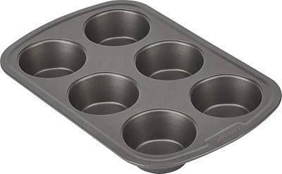 GoodCook Everyday Muffin Pan Nonstick Warp-Resistant Carbon Steel Construction, 6-Cup, Gray