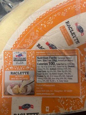 Swiss Raclette Quarter Wheel (Approximately 2.5-3 lbs)