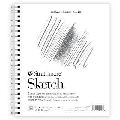 Strathmore 200 Series Sketch Pad, 8.5x11 inch, 100 Sheets, Side Wire - Artist Sketchbook for Drawing, Illustration, Art Class Students