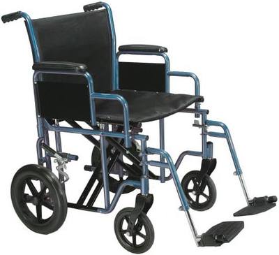 Drive Medical TR20-B Heavy Duty Transport Chair, 20 Inch, Blue/Black