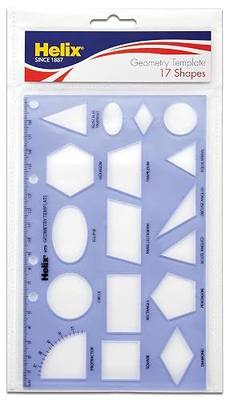 Maped Helix USA - Geometry Shapes Drawing Template - 17 Shapes - Educational Tool - Enhances Precision - Ideal for Drafting & Design - 20cm Ruler | Educational Tool - Enhances Precision - Ideal for Drafting and Design - Architectural Stencil - School Supplies