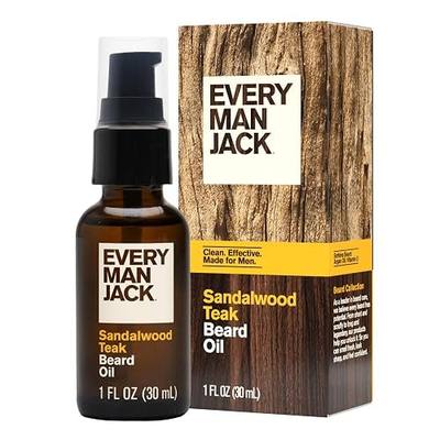 Every Man Jack Men's Beard Oil - Sandalwood Fragrance - Deeply Moisturizes and Softens Your Beard and Adds a Natural Shine - Naturally Derived with Shea Butter and Argan Oil - 1 fl oz