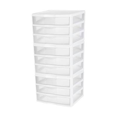 Sterilite 3-Pack Wide 3 Drawer Unit, Plastic Desktop Organizer with Clear Drawers, White Frame - Stackable Multi-Purpose Storage for Office Supplies, Craft Rooms, Classrooms and Home Organization