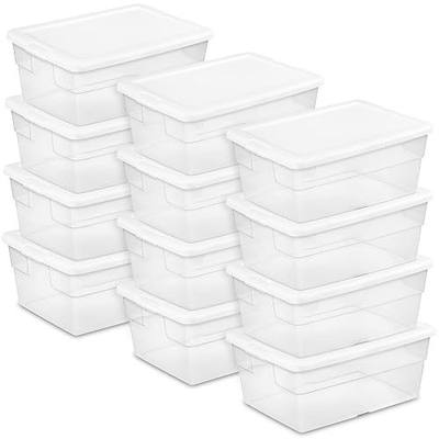 Sterilite 16 Qt./15 L Storage Box, White, 12 Pack (1644) | Totes with Snap-On Lids - Heavy-Duty Organizing Containers for Closet, Bathroom, and Office