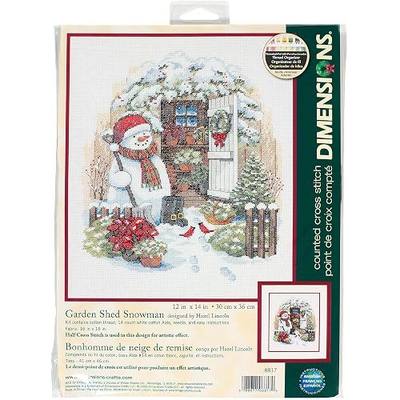 Dimensions Counted Cross Stitch Kit 'Garden Shed Snowman' 14 Count White Aida, 12'' x 14''